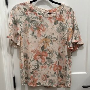 Sara Michelle Floral Blouse in Cream and Orange